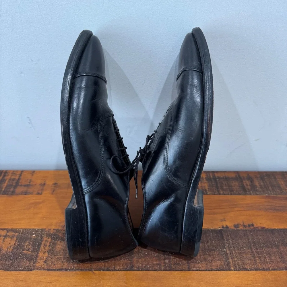 Allen Edmonds Mens 10.5 Park Avenue Black Leather Cap Toe Oxford Dress Shoes USA